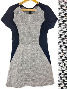 Black and Gray Textured Fitted Sheath Dress from "Color Thread" -L-